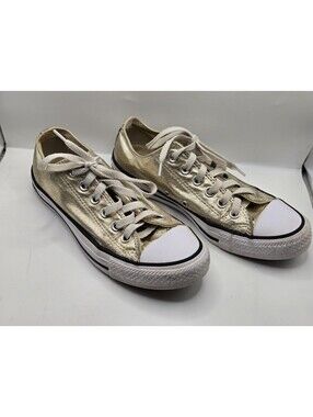 Converse Chuck Taylor All Star Ox Metallic Light Gold Shoes 153181F Women 7 Men